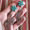 Silver Hollow Cactus Earrings