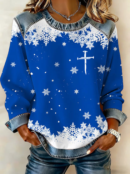 Comstylish Women's Christmas Faith Print Sweatshirt