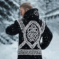 Men's Viking Tribal Jacquard Celtic Inspired Chunky Knit Hooded Sweater elevenforest