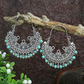 Mandala Earrings With Opal Stones in Sterling Silver