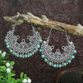 Mandala Earrings With Opal Stones in Sterling Silver