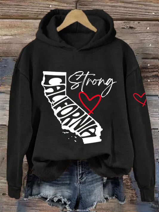 Comstylish Women's California Strong Print Hooded Sweatshirt