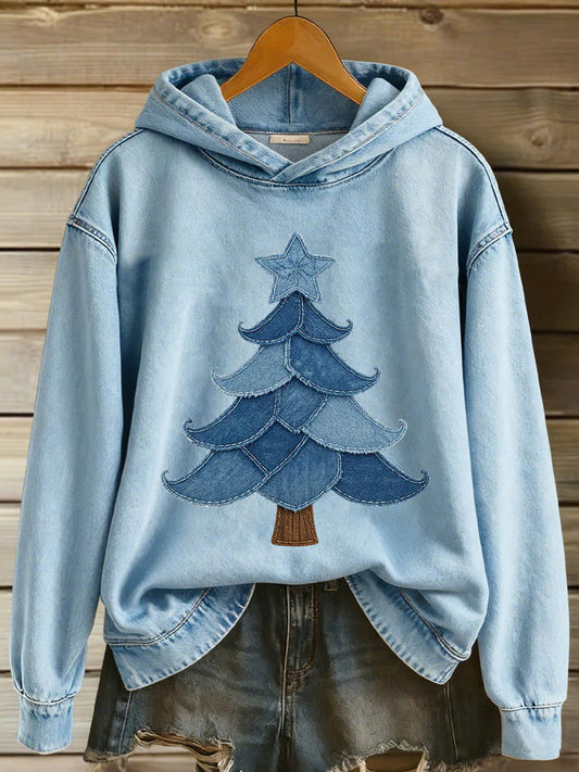 Comstylish Women's Christmas Tree Print Casual Hoodie