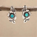 Earrings With Blue Opal Flower in Sterling Silver