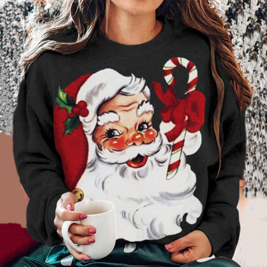 Comstylish Women's Christmas Santa Print Sweatshirt