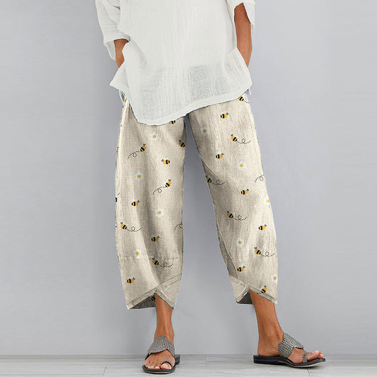 Women‘s Farm Bee Pocket Casual Linen Blend Pants artswardrobe