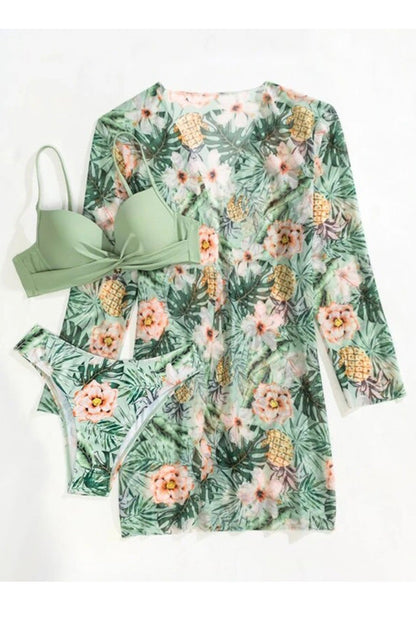 Rosalía® | Tropical Print Wrap Underwire Bikini With Cover-up