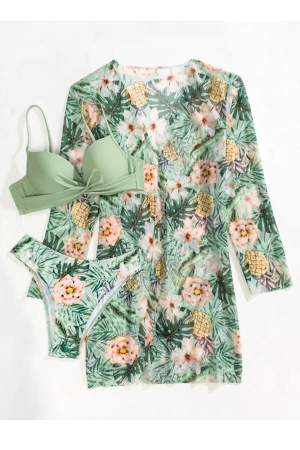 Rosalía® | Tropical Print Wrap Underwire Bikini With Cover-up