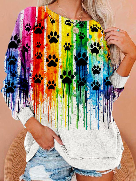 Comstylish Lovely Rainbow Dogs Pattern Cozy Sweatshirt