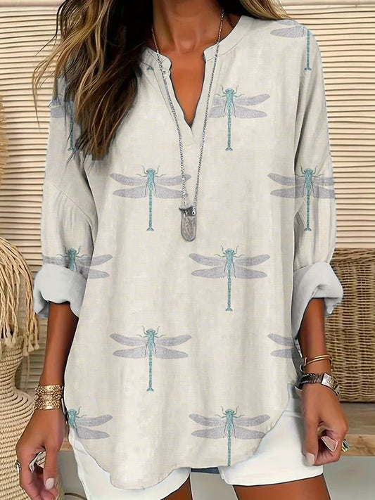 Comstylish Dragonfly Print Women's Long Sleeve Shirt