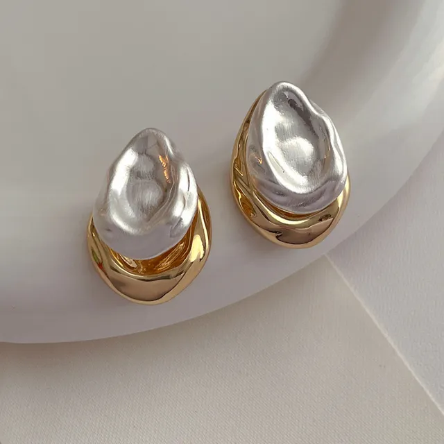 Gold & Silver Irregular Drop Earrings