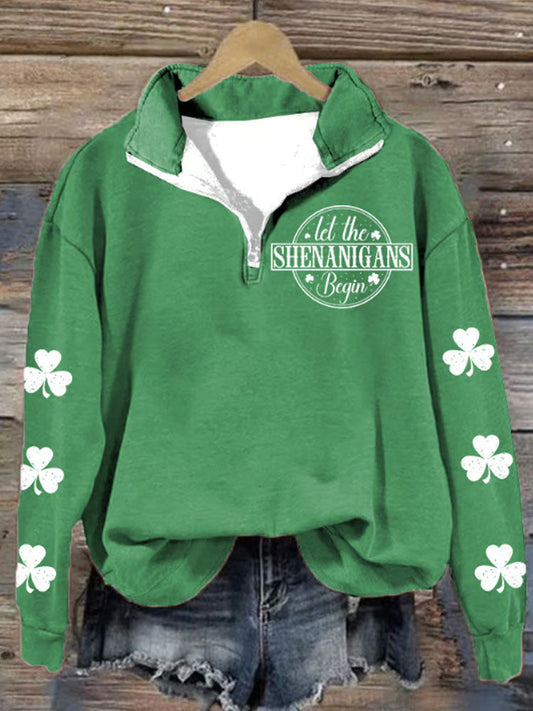 Comstylish Women's Let The Shenanigan Begin St. Patrick's Day Print Casual Sweatshirt