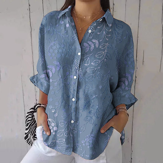 Comstylish Women's Purple Art Floral Shirt