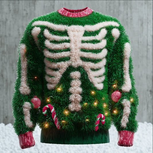 Comstylish Electric Shock Santa Claus Color-blocked Fleece Crewneck Sweatshirt