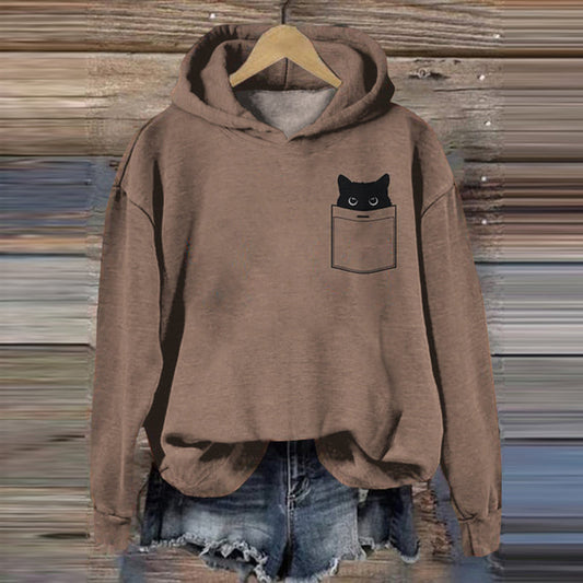 Comstylish Abstract Creative Black Cat In Bag Art Women's Hoodie