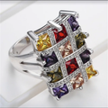 Colorful Inlaid Cubic Zirconia Ring