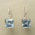 Blue Cubic Glass Earrings