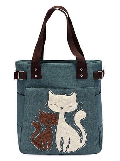 Fuzzy Cats Rhinestone Utility Shoulder Bag elevenforest