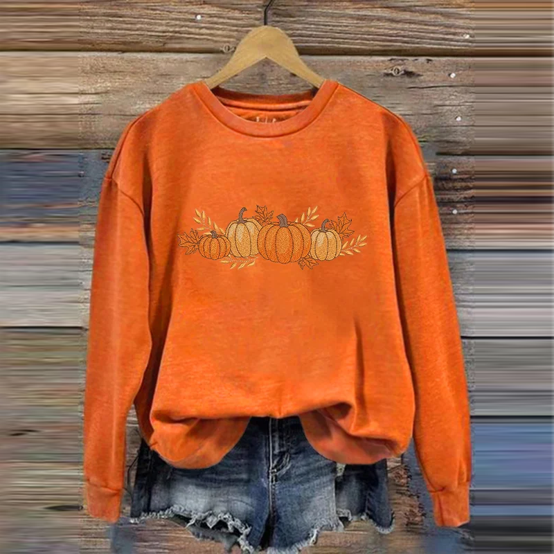 Thanksgiving Autumn Pumpkin It's Fall Y'all Geometric Printed Women's Sweatshirt artswardrobe
