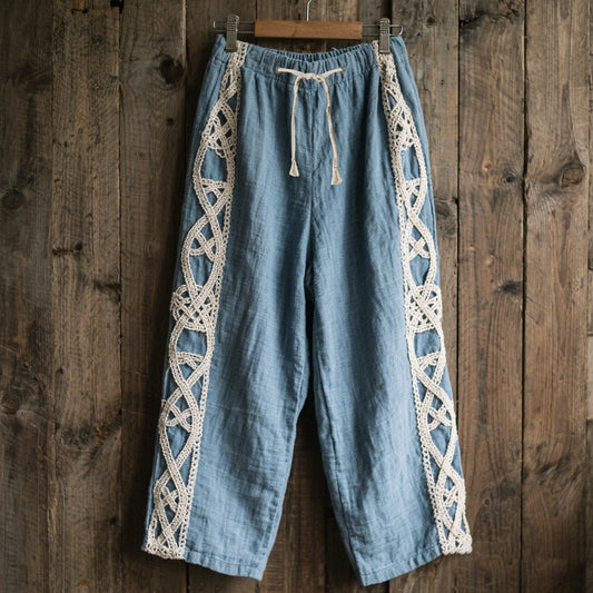 Women's Celtic Knot Lace Embroidery Art Comfort Casual Pants artswardrobe