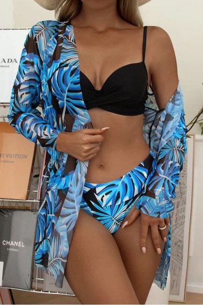 Rosalía® | Tropical Print Wrap Underwire Bikini With Cover-up