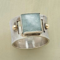 Green Square Moonstone Ring