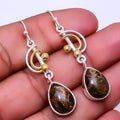 Dark Stone Silver Earrings