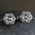 White Rounded Glass Earrings