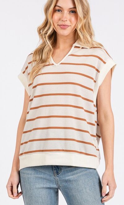 Sol® | Sweater vest with contrast stripe collar and collar