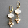 White Stone & Pearl Earrings