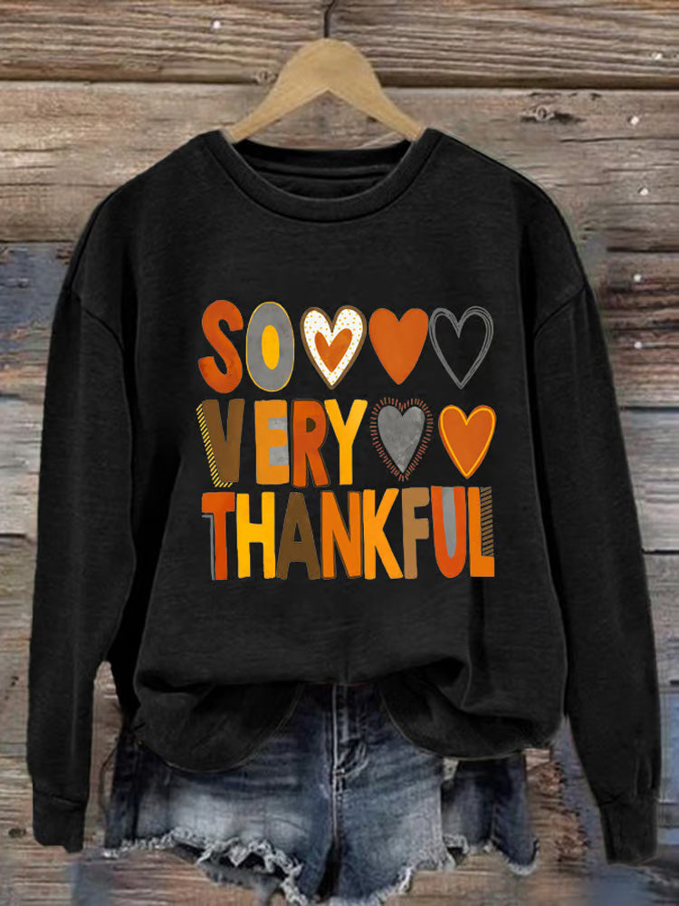 Women's So Very Thankful Print Sweatshirt artswardrobe