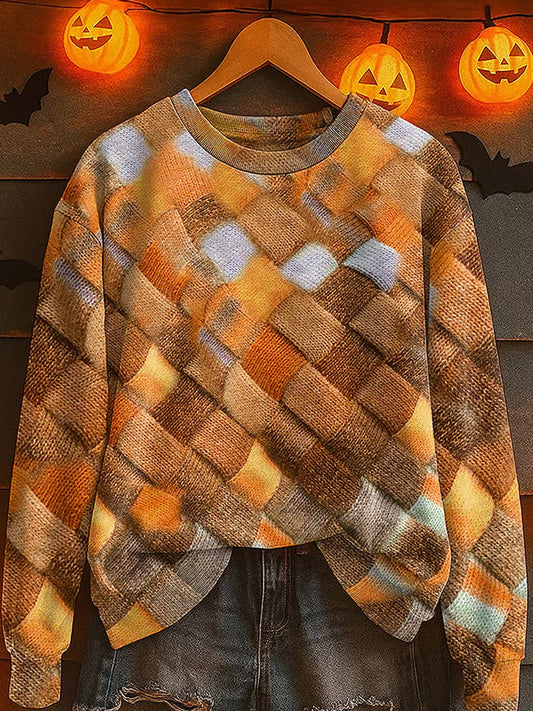 Comstylish Women's Autumn Colorblock Crew Neck Sweater