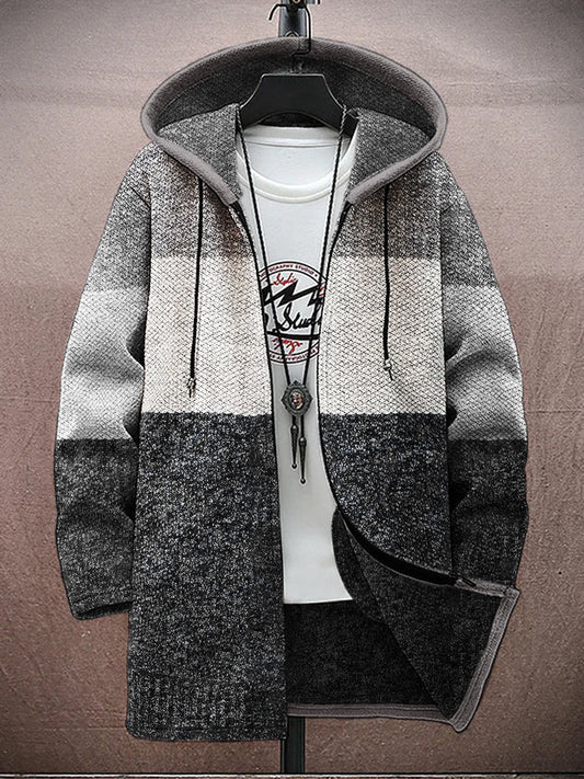 Vintage Colorblock Geometric Pattern Men's Zipper Hoodie artswardrobe