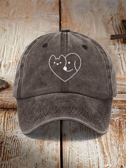 Comstylish Unisex Casual Pet Dog And Cat Print Washed Hat