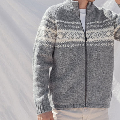 Mens Vintage Fair Isle Knitted Cardigan Sweater elevenforest