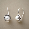 Inlaid Silver Pearl Earrings