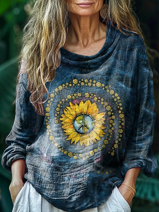 Women's Hippie Tie Dye Art Print Casual Long Sleeve Comfortable Cotton