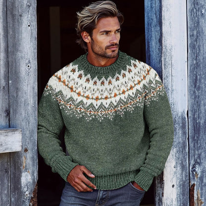 Men's Vintage Fairman Island Jacquard Sweater elevenforest
