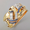 Gold Blue Zirconia Ring