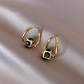 Green Earrings in Gold