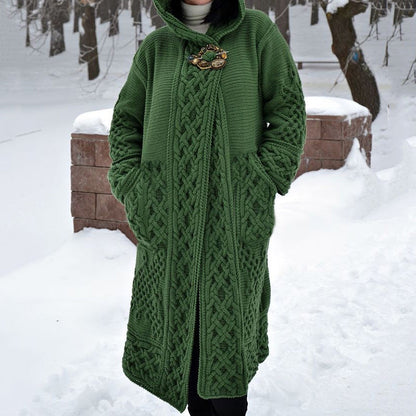 Women's Crochet Patchwork Solid Color Hooded Pocket Sweater Cardigan elevenforest