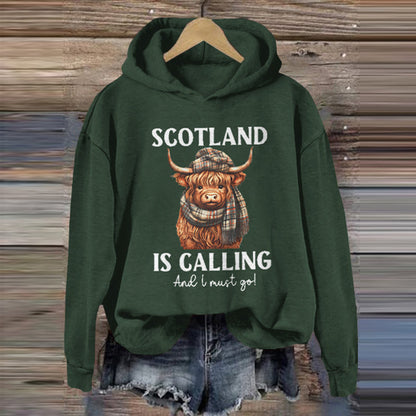 Vintage Scotland Travel Highlands Print Casual Hoodie artswardrobe