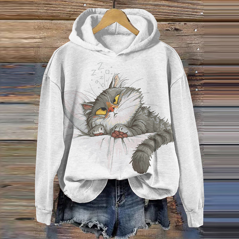 Vintage Cat Art Print Hoodie elevenforest