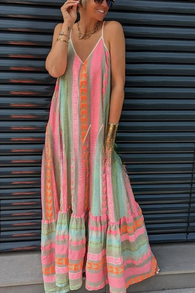 LM | Long cami dress with ethnic print