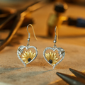 Sunflower & Bee Heart Dangle Earrings