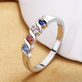Colorful Inlaid Zirconia Silver Ring