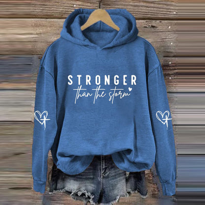 Comstylish Women's Stronger Than The Storm Printed Hoodie