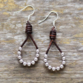 Silver Beads Leather Earrings