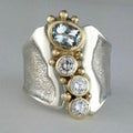 Crystal Open Silver & Gold Ring