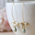 Dangling Olive Pearl Earrings